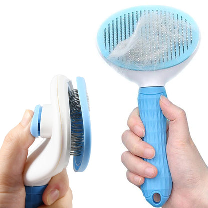 Random Color Dog Hair Removal Comb Grooming Brush Stainless Steel Cats Combs Automatic Non-Slip Brushs for Dogs Cats Dog Brush